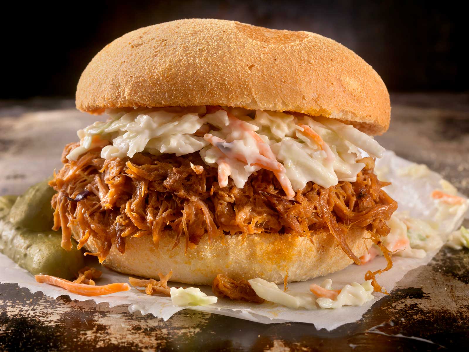 Butchers Block BBQ pulled pork sandwiches on Hastings Street in Burnaby, Vancouver